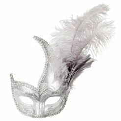LOUP VENISE ARGENT (Masque Avec Plumes)