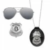 SET DE POLICE 3 PIÈCES (Lunettes, Badge, Plaque) -Costum’Art Boutique 01417
