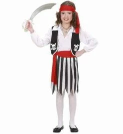 DÉGUISEMENT PETITE PIRATE (Chemise+gilet+jupe+bandeau) Tailles Enfants De 5 à 13 Ans