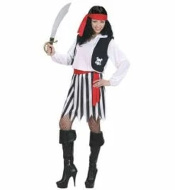 COSTUME PIRATE FEMME (Chemise+veste+jupe) Ceinture Et Bandeau