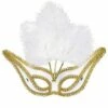 LOUP BLANC A PLUMES (Dorures, Plumes Blanches) 1 LOUP BLANC A PLUMES (Dorures, Plumes Blanches) -Costum’Art Boutique 03656 nc 03656 a