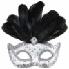 LOUP BLANC RIALTO (Paillettes Holographiques) Pierres Et Plumes Noires -Costum’Art Boutique 03869 nc 03869 a