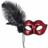LOUP VENISE BRILLANT (Masque Rouge Et Perles) Plume Noire Et Rose Noire -Costum’Art Boutique 03888 nc 03888 a