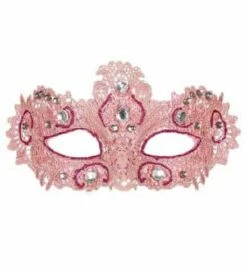 LOUP DENTELLE ROSE PALE (Loup Noble Avec Strass)