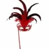 LOUP MARQUISE ROUGE (Bâtonnet, Strass, Plumes) -Costum’Art Boutique 04707 nc 04707 a