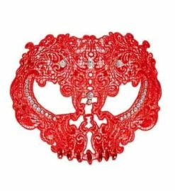 MASQUE ROUGE DENTELLE (Avec Pierres Et Strass)