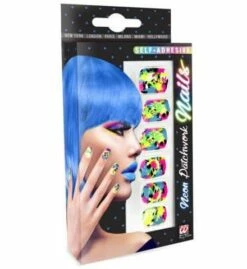 FAUX ONGLES PATCHWORK (Ongles Néon Auto Adhésifs) Pack De 12 Faux Ongles