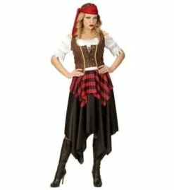 DÉGUISEMENT FEMME PIRATE (Robe, Corset, Bandeau) Tailles Adultes - Démo Vidéo