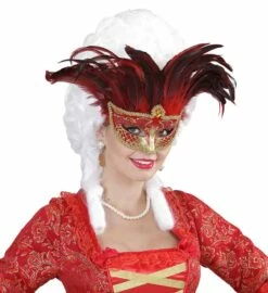 MASQUE COMTESSE ROUGE (Brillant, Plumes Et Strass)