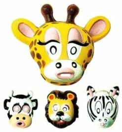 PACK MASQUES ANIMAUX (Animaux Du Zoo - 4 Modèles) Masques En Plastique