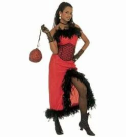 ROBE FEMME DE SALOON (Robe à Plumes, Sac à Main) Tailles Adultes