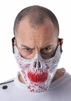 DEMI MASQUE TÊTE DE MORT (Demi Masque En Plastique) Faux Sang