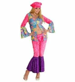 FILLE DES FLEURS HIPPIE (Tenue Velours + Chapeau) Tailles Adultes - Démo Vidéo