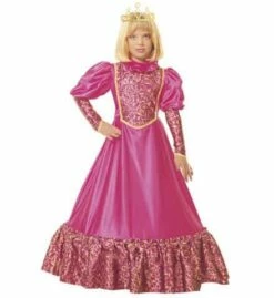 ROBE ROSE DE PRINCESSE (Robe Avec Jupon, Couronne) Tailles Enfant 8-10 Ans
