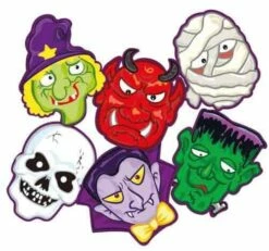 LOT MASQUES HALLOWEEN (Masques En Carton Assortis) Sachet De 6 Masques