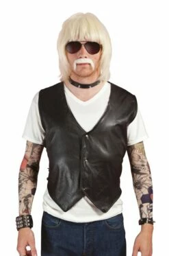 GILET DE BIKER SIMILI CUIR (Taille Unique Homme)