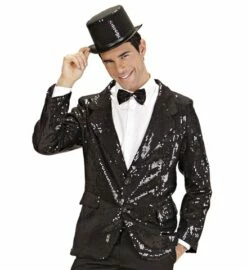 VESTE DISCO A PAILLETTES (Top Qualité - Couleur Noire) Tailles Adultes - Démo Vidéo