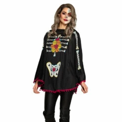 PONCHO JOUR DES MORTS (Modèle Dia De Los Muertos) Taille Unique Femme