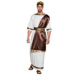 DÉGUISEMENT DE DIEU GREC (Robe, Toge Et Couronne) Taille Unique Adulte M/L