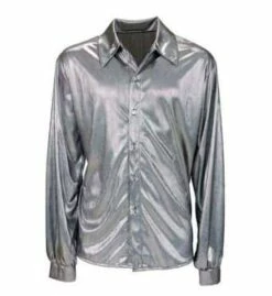 CHEMISE DISCO ARGENT (Chemise Holographique) Tailles Adultes