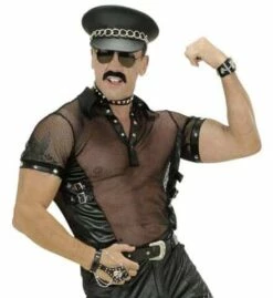 CHEMISE RÉSILLE ROCKEUR (T-shirt Biker Simili Cuir)