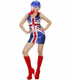 ROBE DRAPEAU ANGLAIS UK (Robe Courte à Paillettes) Tailles Adultes - Démo Vidéo