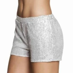 SHORTY DISCO POUR FEMME (Shorty Argenté à Paillettes) Taille M