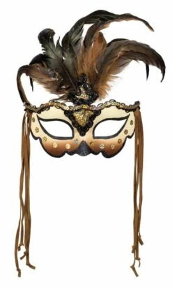 LOUP MASQUE DE LUXE (Masque Marron à Plumes) -Costum’Art Boutique import 353 72195 2